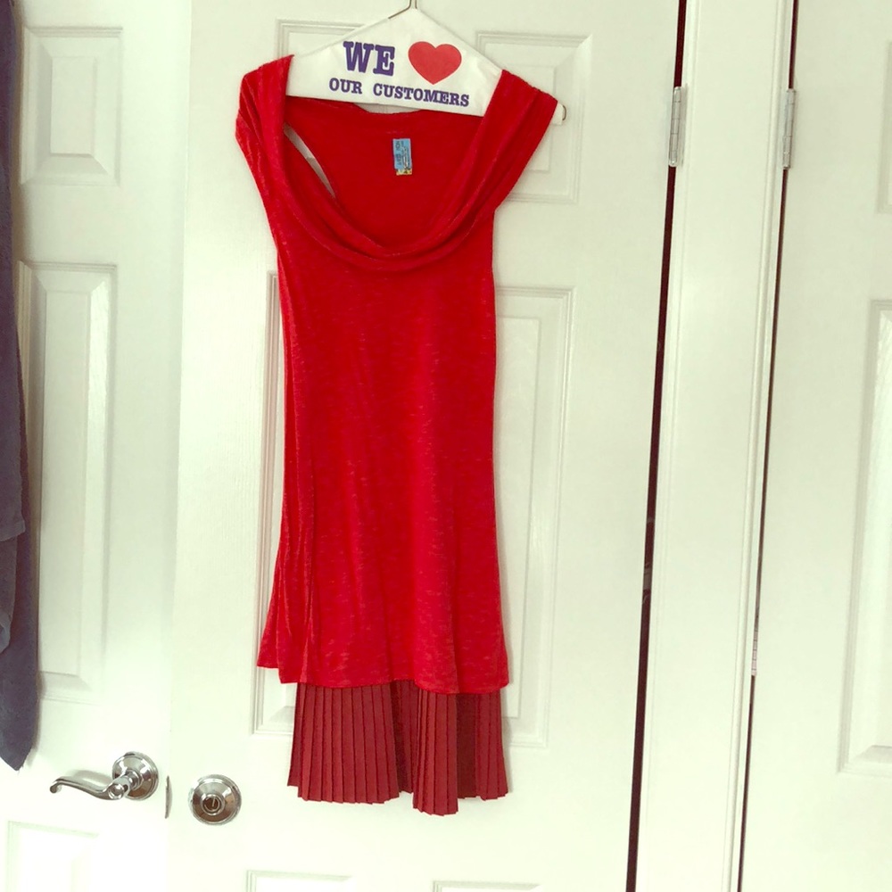 Free People red dress with pleated bottom